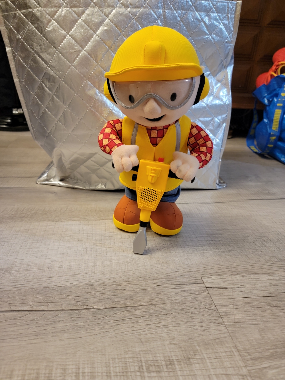 Bob The Builder 12" inch Talking Jack Hammer Toy Plush Hasbro WORKS!